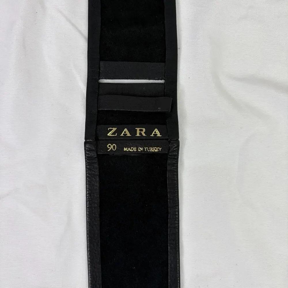 Zara Black Leather Wrap Waist Belt Size 90 cm/L, chic, minimalist, fashion, glam